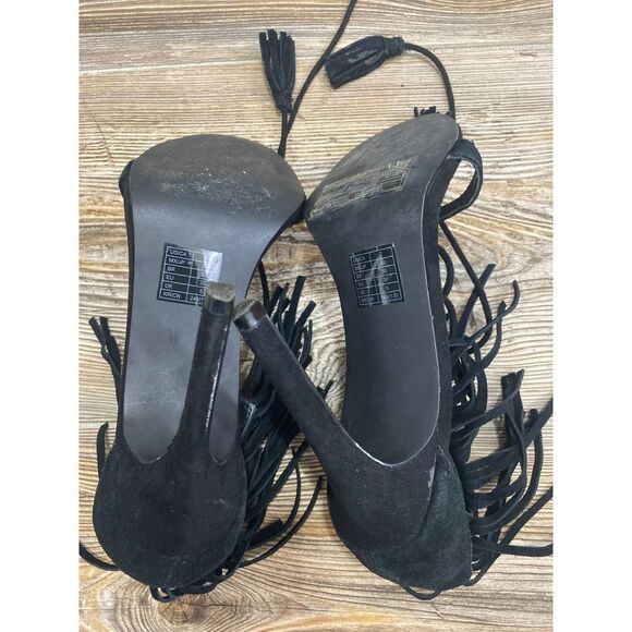 Forever 21 black fringe lace up heels - Picture 8 of 8
